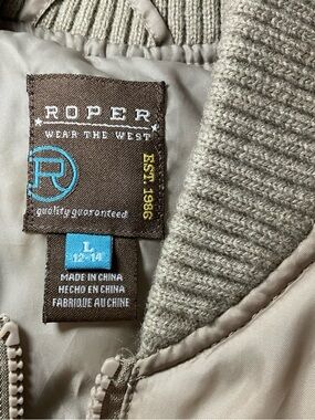 Roper Kids Taupe Jacket with Blue Size Tag